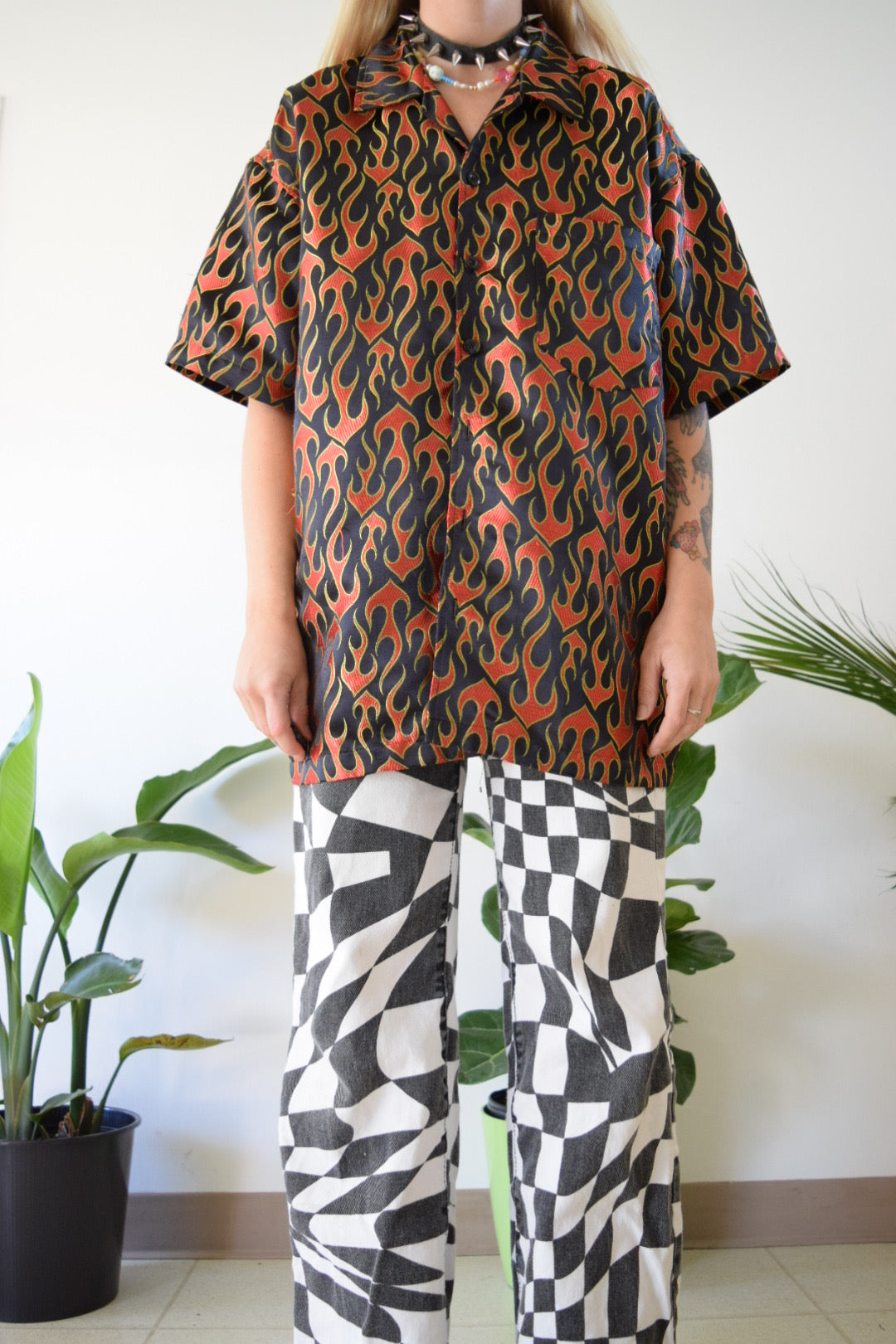 Y2K Flame Button up - XL