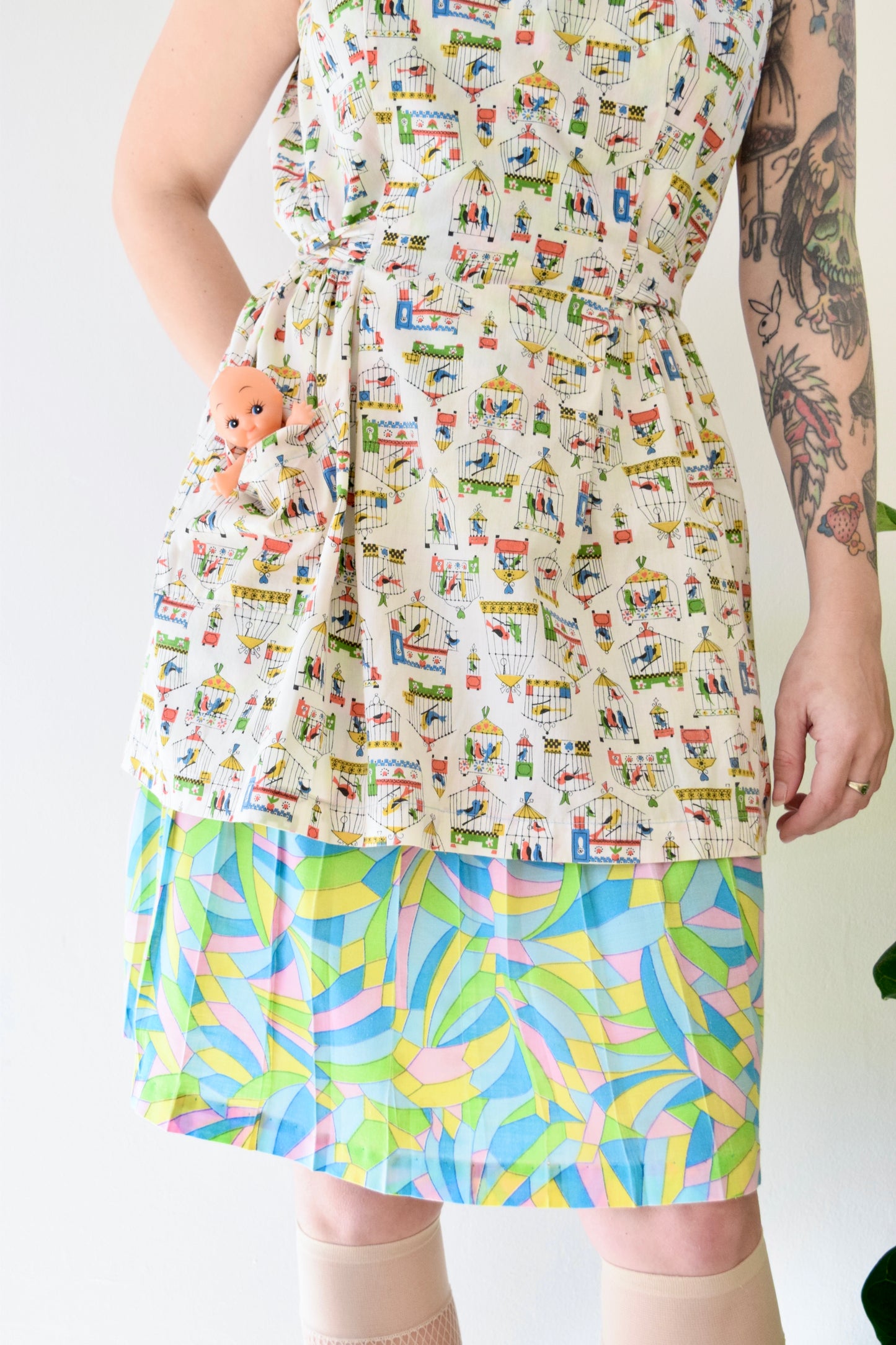 HANDMADE LOVER BIRDS HOUSE SMOCK - M/L