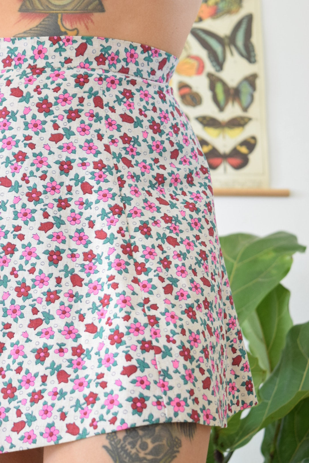 60s Floral Mini Skirt - 27”