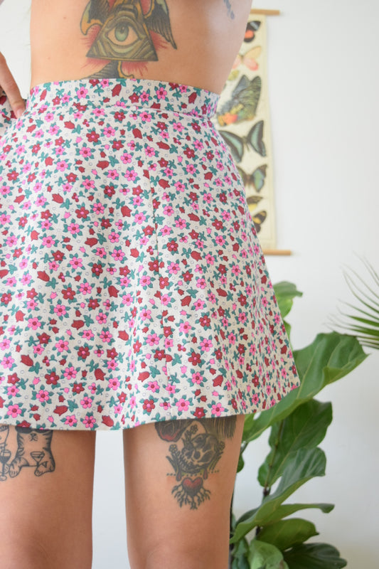 60s Floral Mini Skirt - 27”