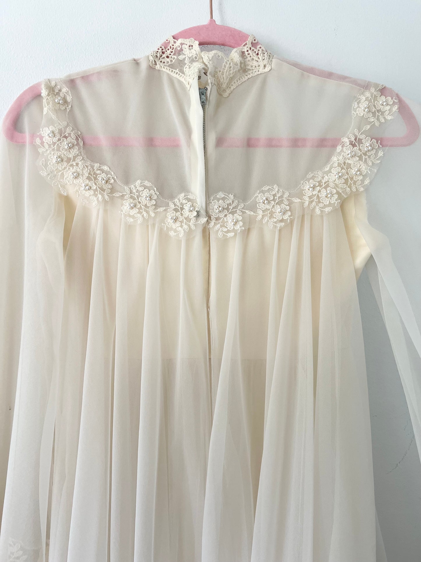 60s Bespoke Ethereal Bell Sleeve Wedding Gown