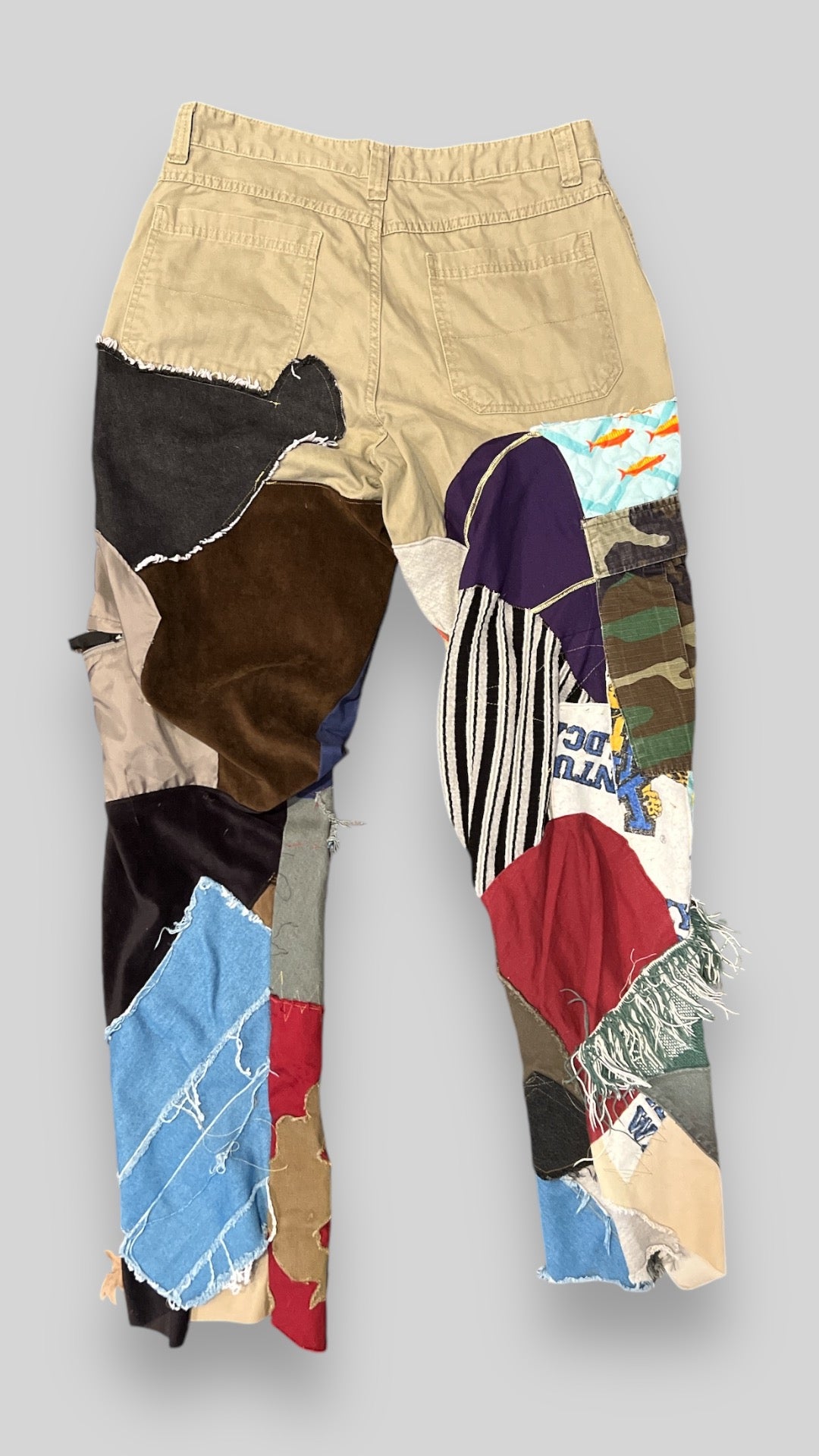 Reworked Mixed Media Patchwork KHACKI pants