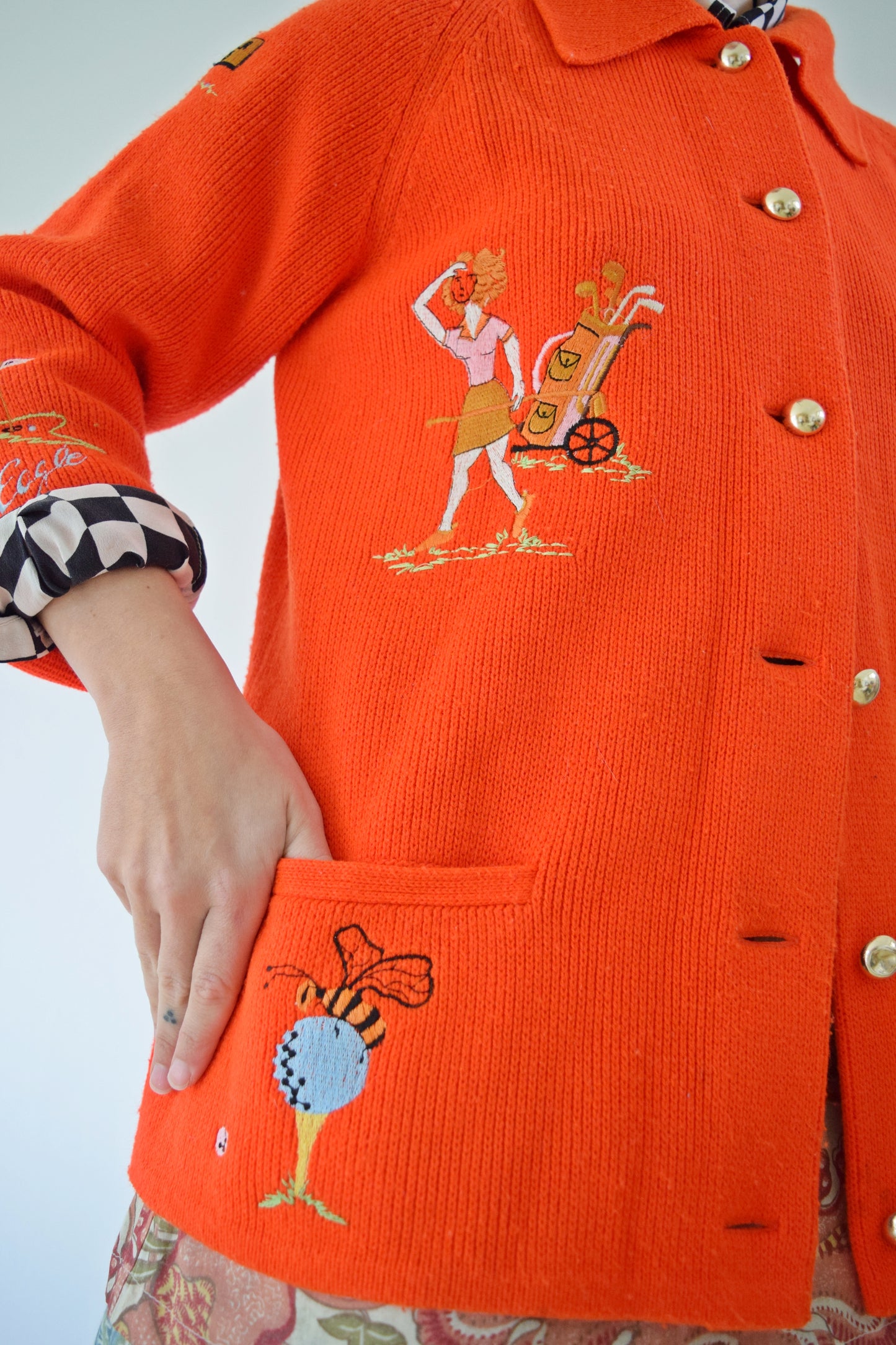 60S GOLF LADY EMBROIDERED CARDIGAN - M