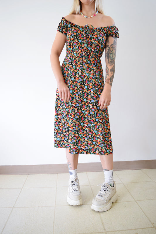 60s DAY GLOW FLORAL MIDI - S/M