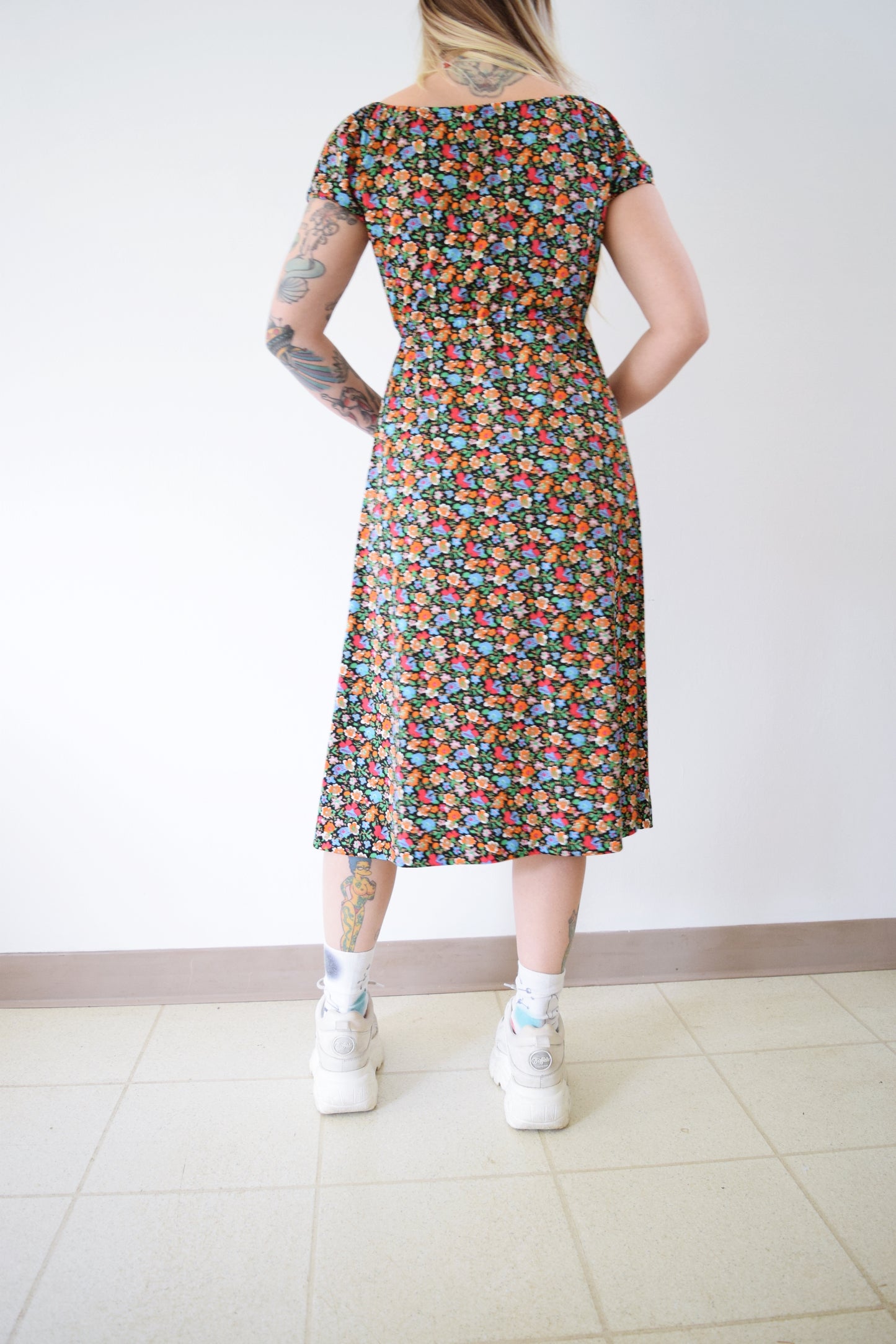 60s DAY GLOW FLORAL MIDI - S/M