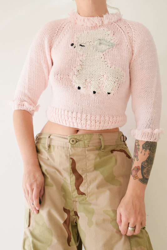 70s HANDMADE LAMB SWEATER - XS