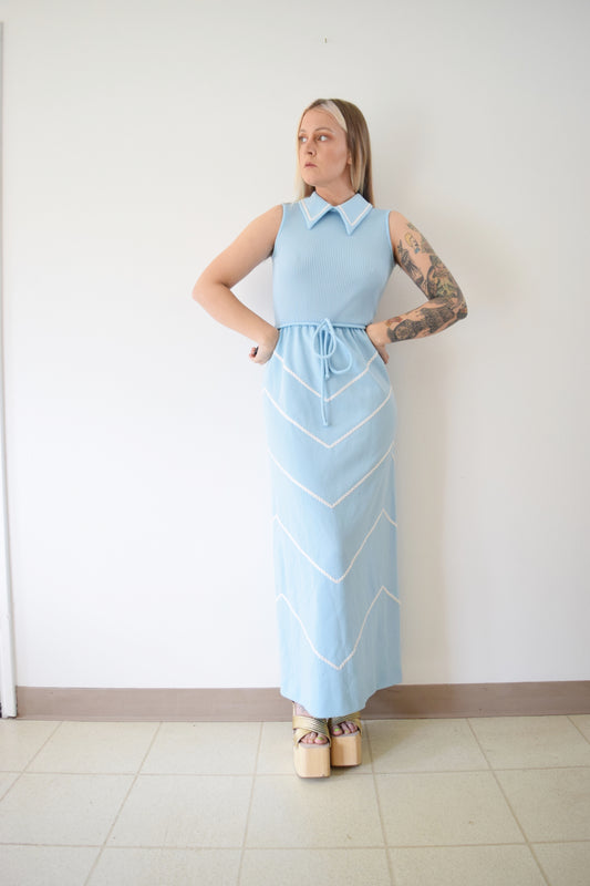 70s PASTEL BLUE MAXI DRESS