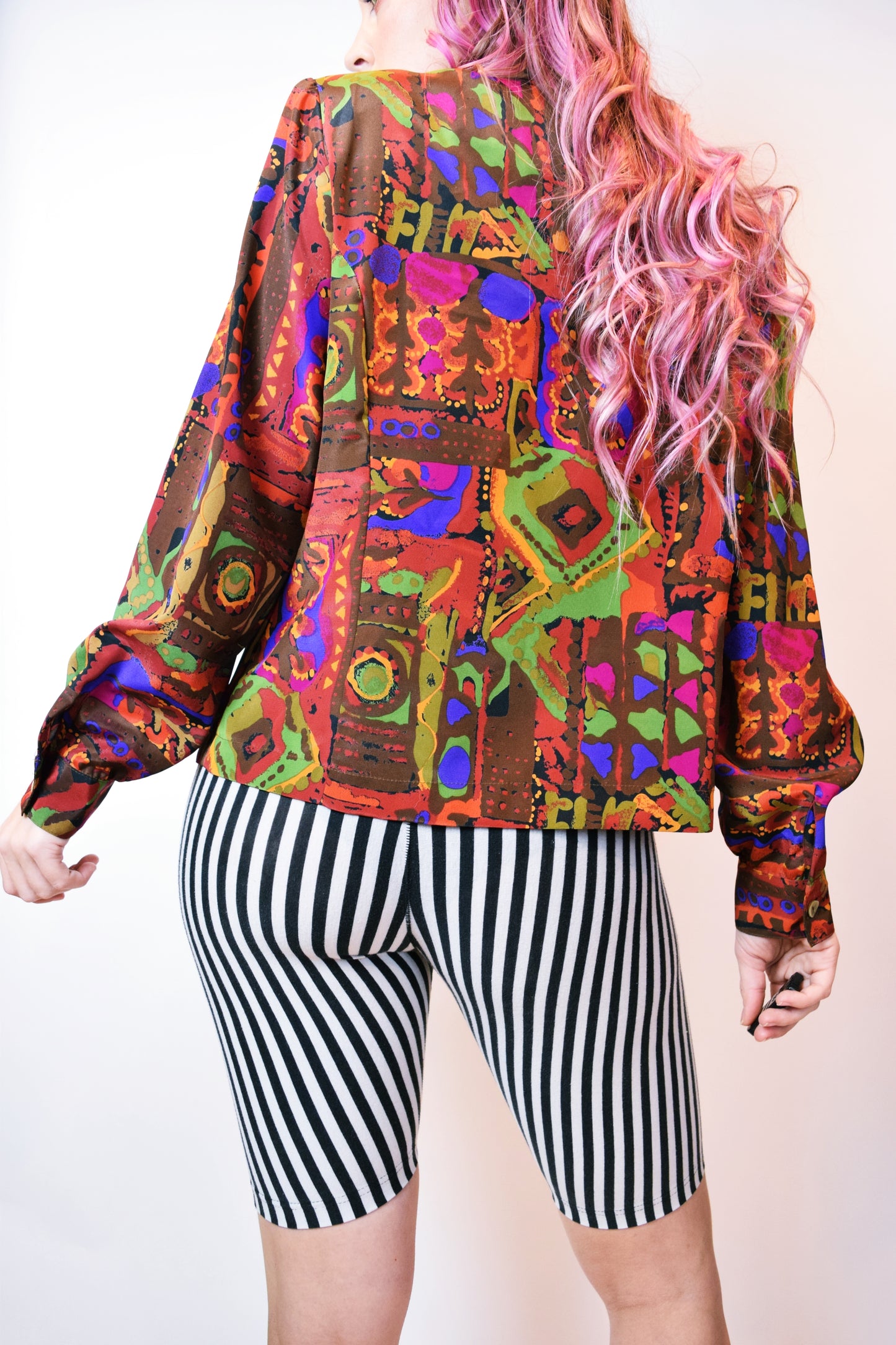 90s ABSTRACT COLORFUL BLOUSE - MEDIUM