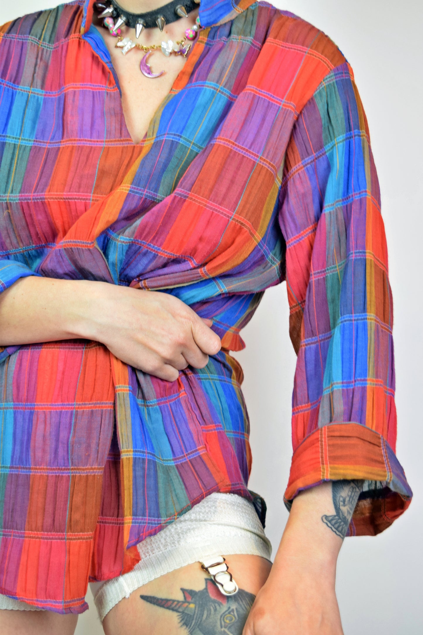 70s BOHEMIAN RAINBOW BLOUSE - M/L