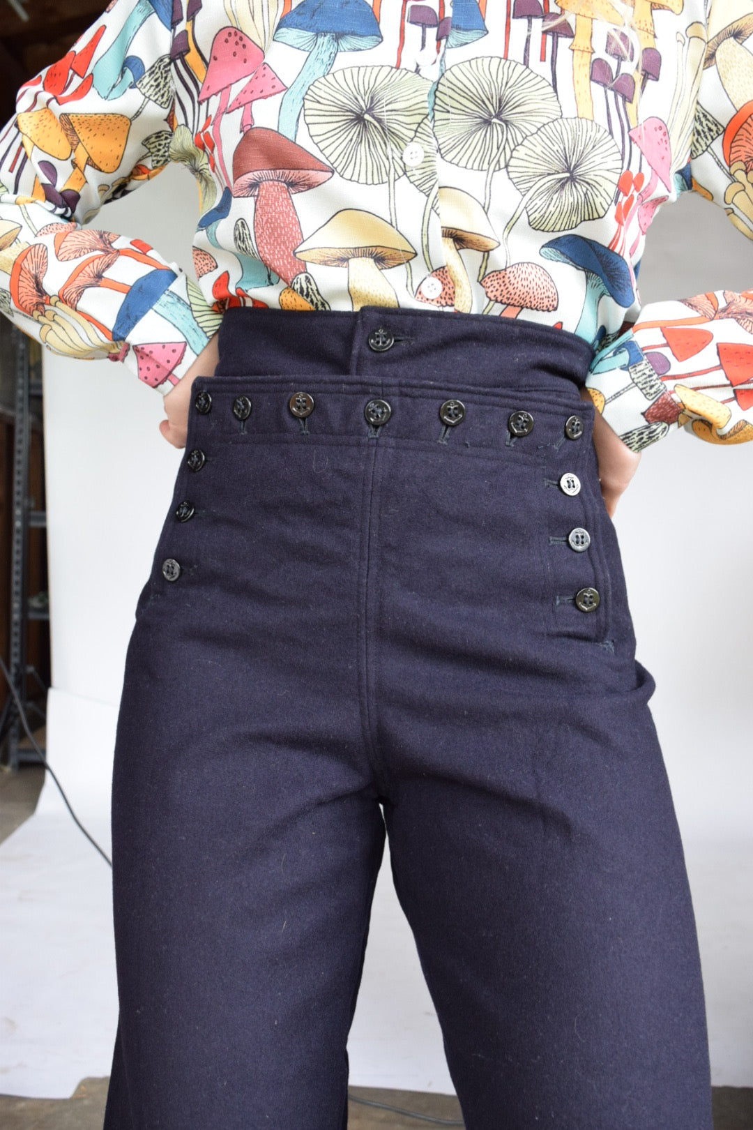 40s WOOL NAVY SAILOR PANTS - 28" waist