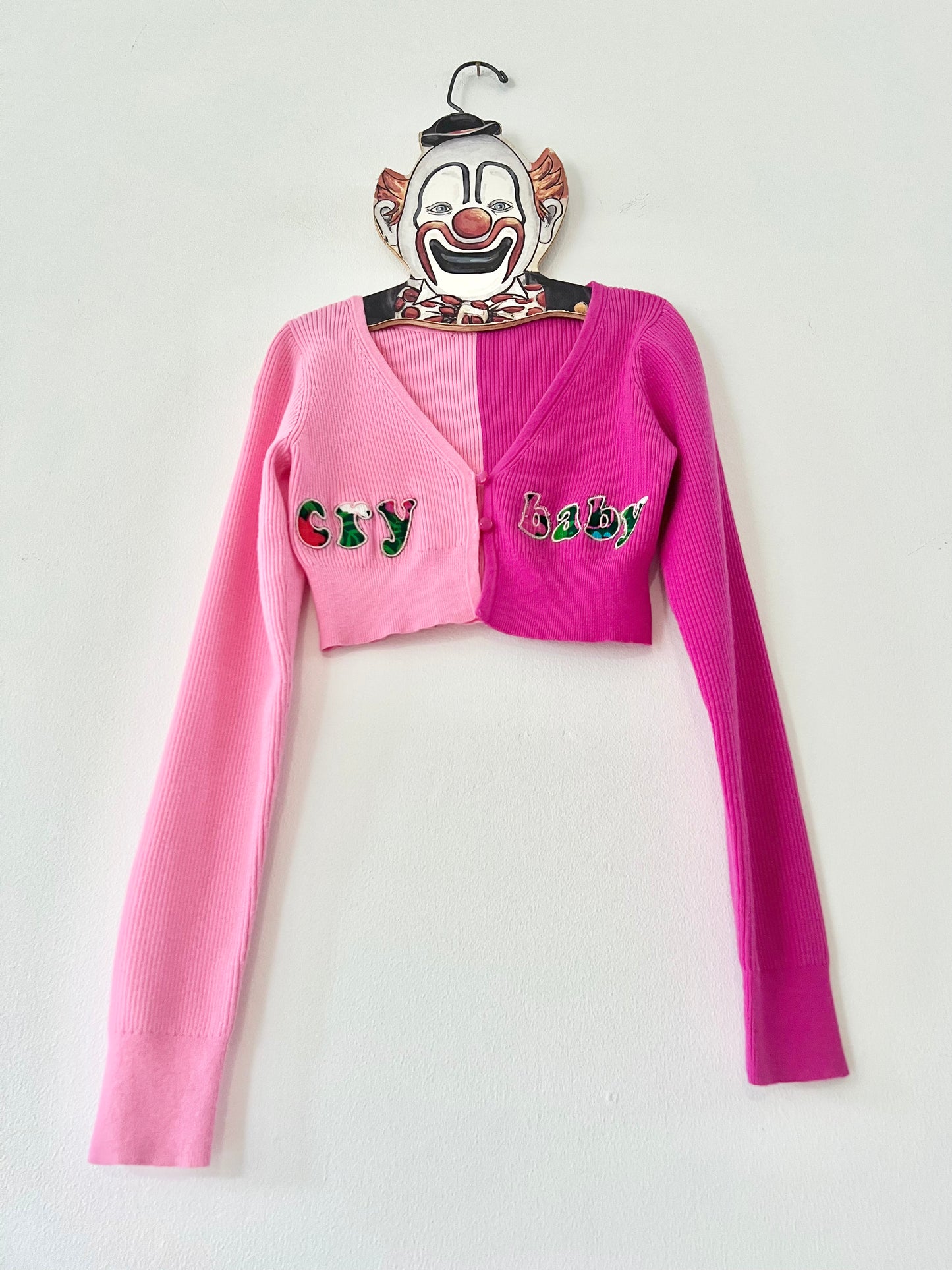 Cry Baby Appliqué Cropped Cardigan XS/S