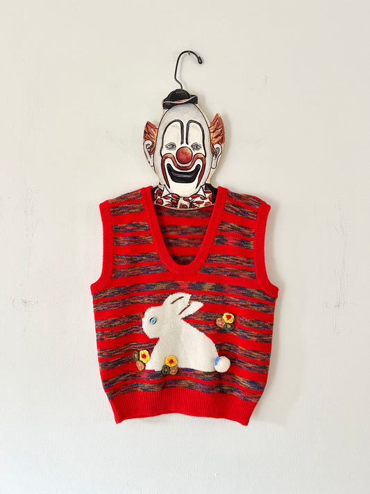 Vtg 3D Knit Bunny Vest