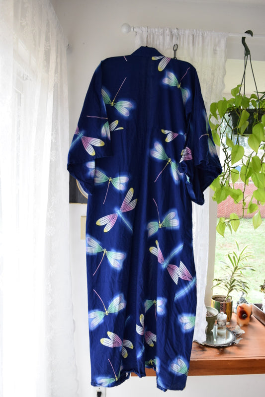 Vtg Dragonfly Kimono Style Robe - L/XL