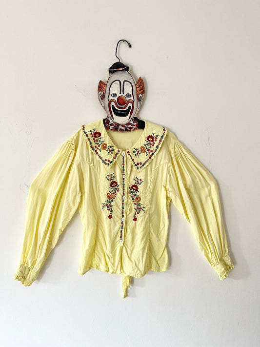 Hand Dyed Embroidered Blouse - M