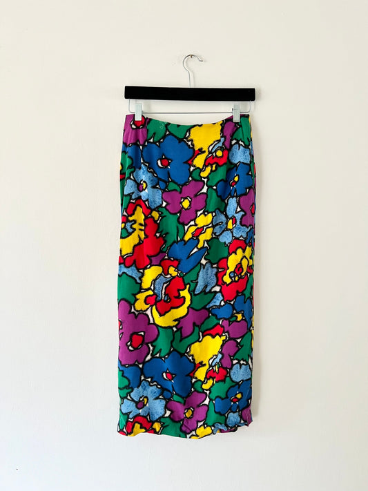 90s Primary Color Floral Skirt