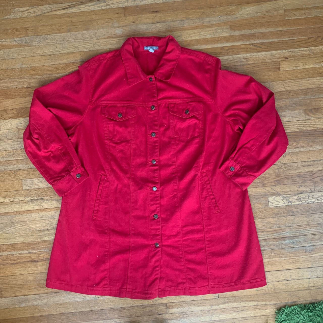 Raggedy Anne Upcycled Red Denim Jacket XL/XXL