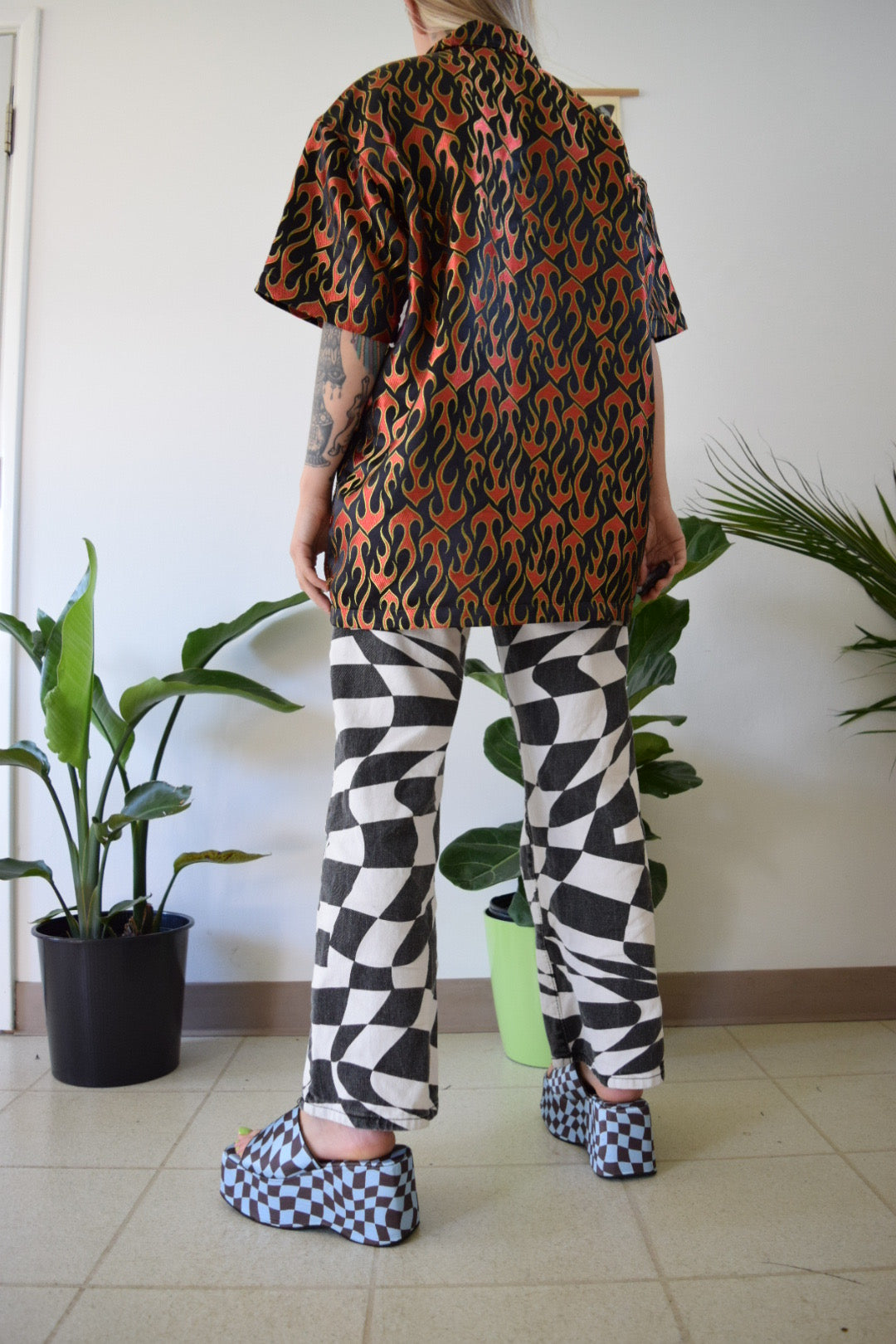 Y2K Flame Button up - XL