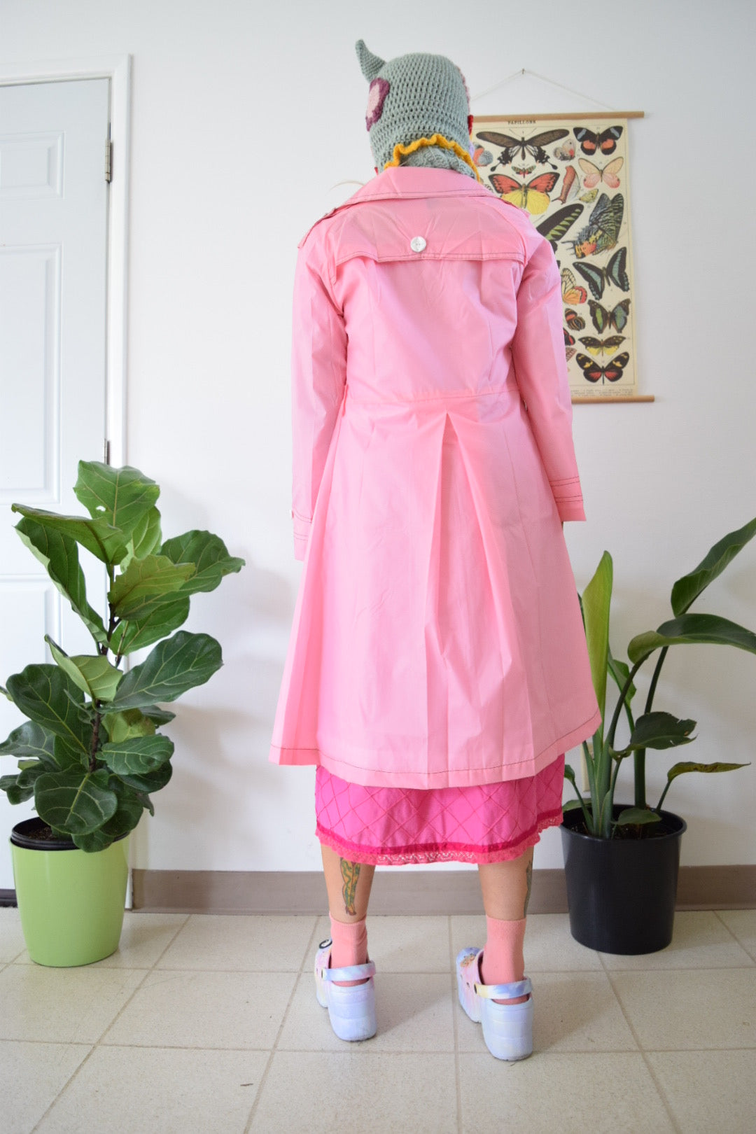 70s Bubblegum Pink Trench Raincoat