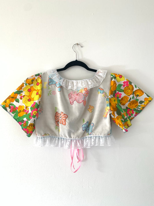 HANDMADE PATCHWORK CROP BLOUSE - M/L