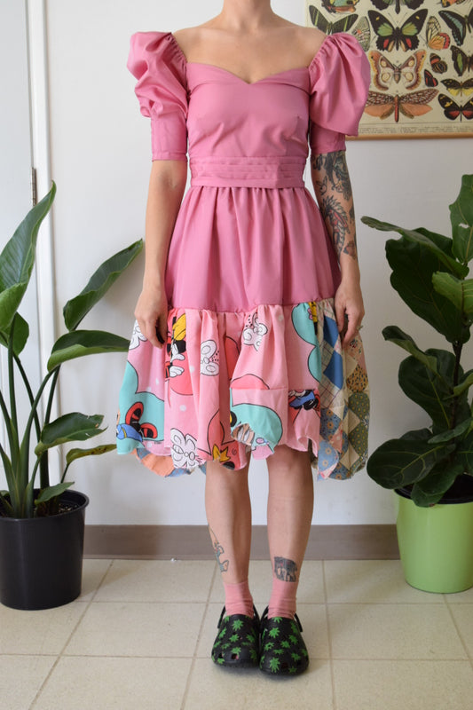 UPCYCLED PRINCESS-CORE MIDI DRESS