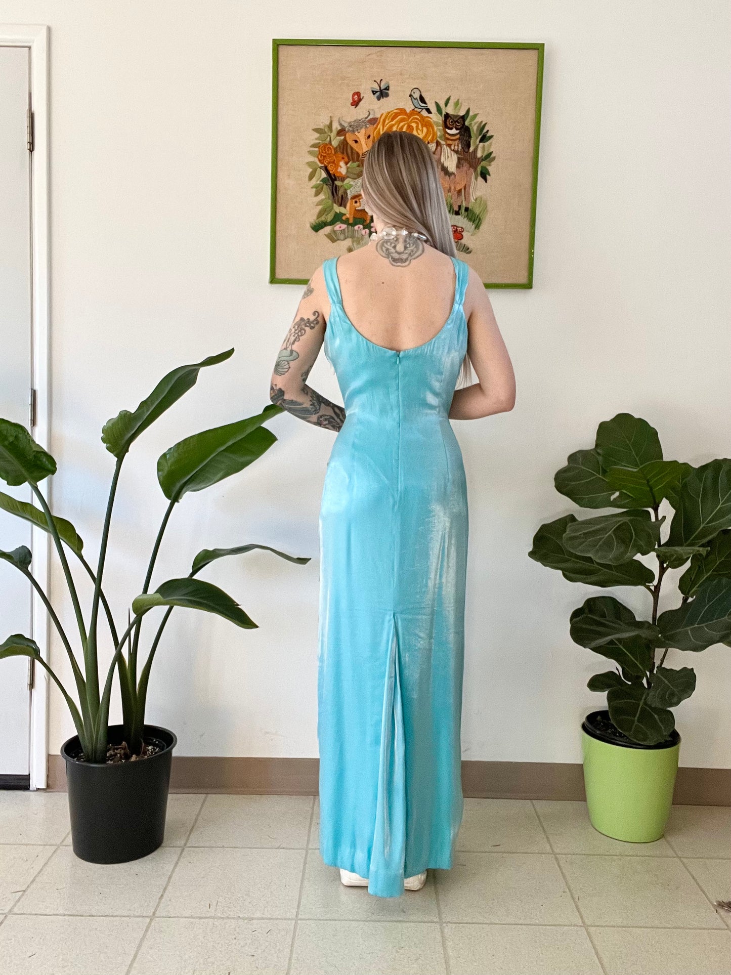 Y2K Iridescent Space Age Maxi Dress