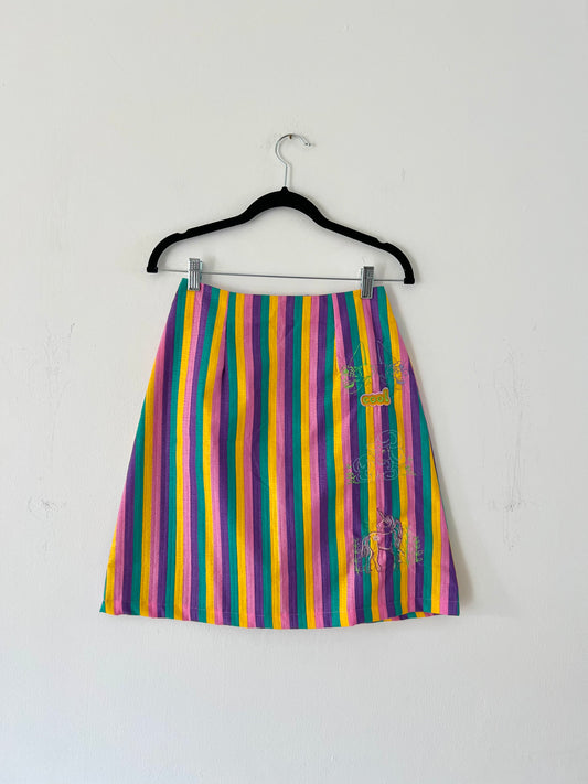 Owlephant Original Embroidered Candy Stripe Midi Skirt