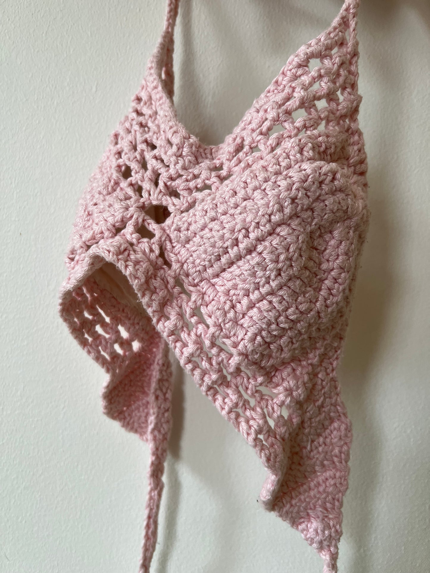60s Pale Pink Crochet Halter Top