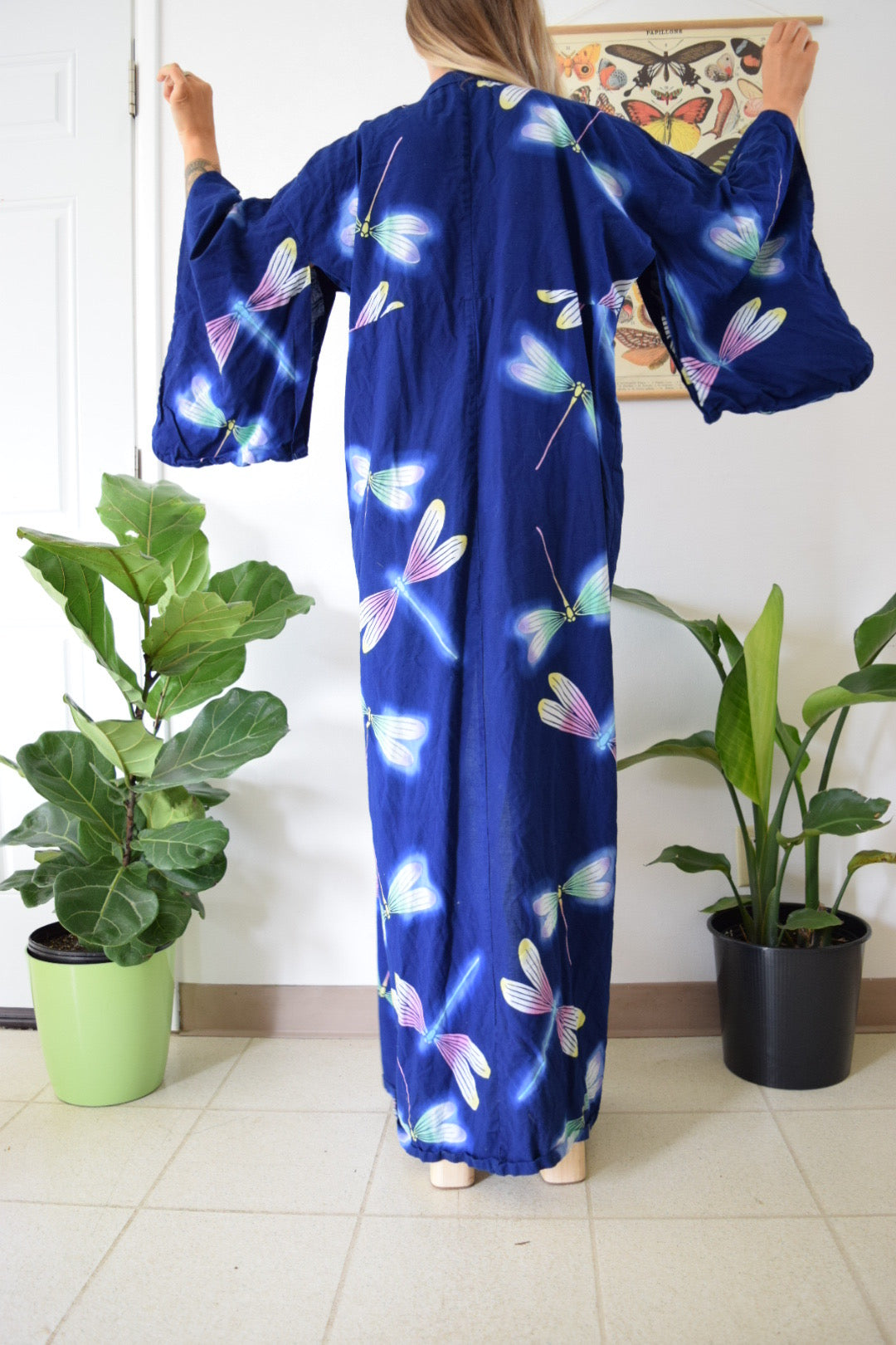 Vtg Dragonfly Kimono Style Robe - L/XL