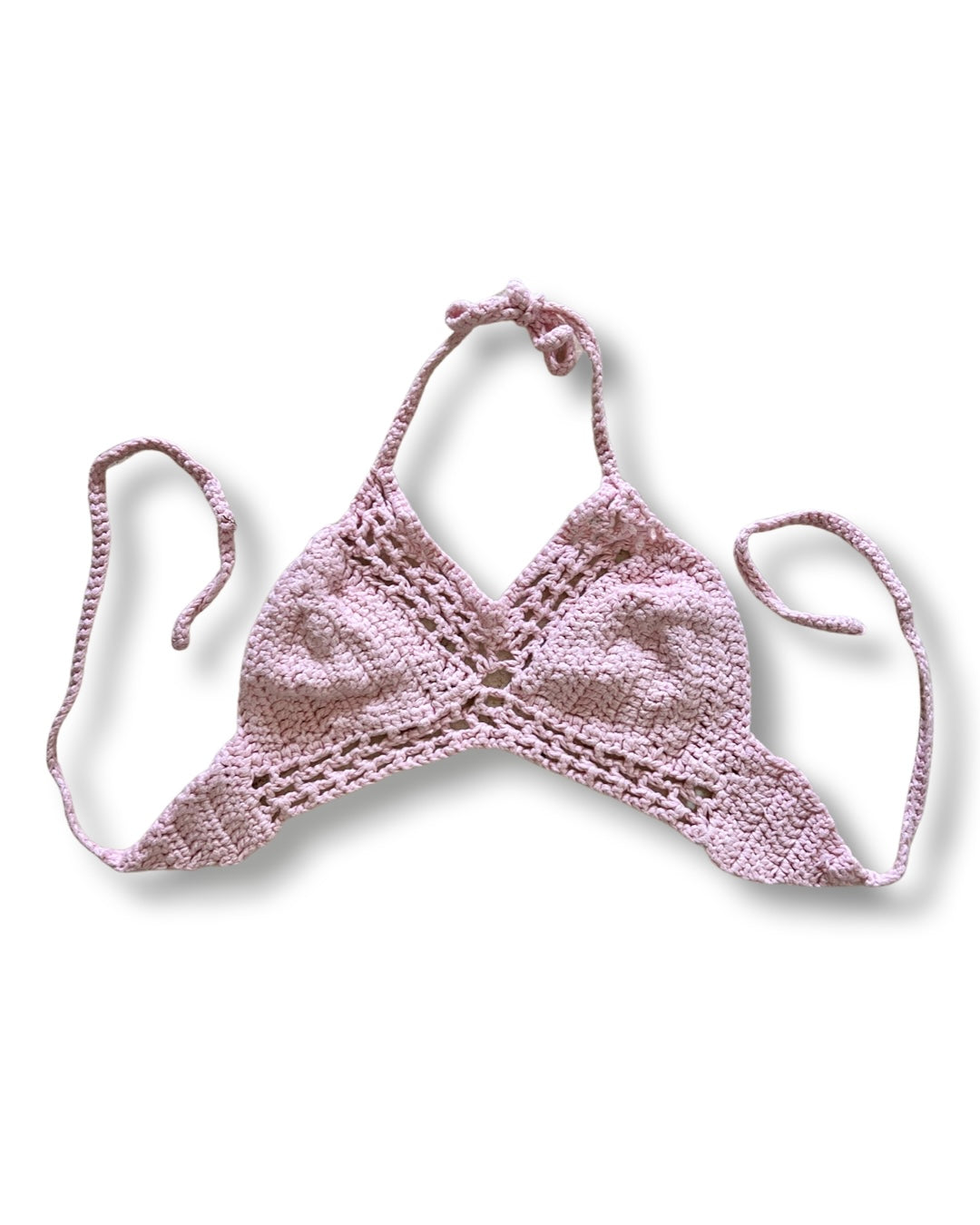 60s Pale Pink Crochet Halter Top