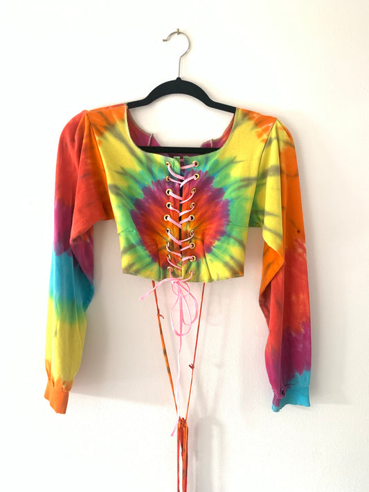 UPCYCLED RAINBOW TIE DYE TOP - M/L