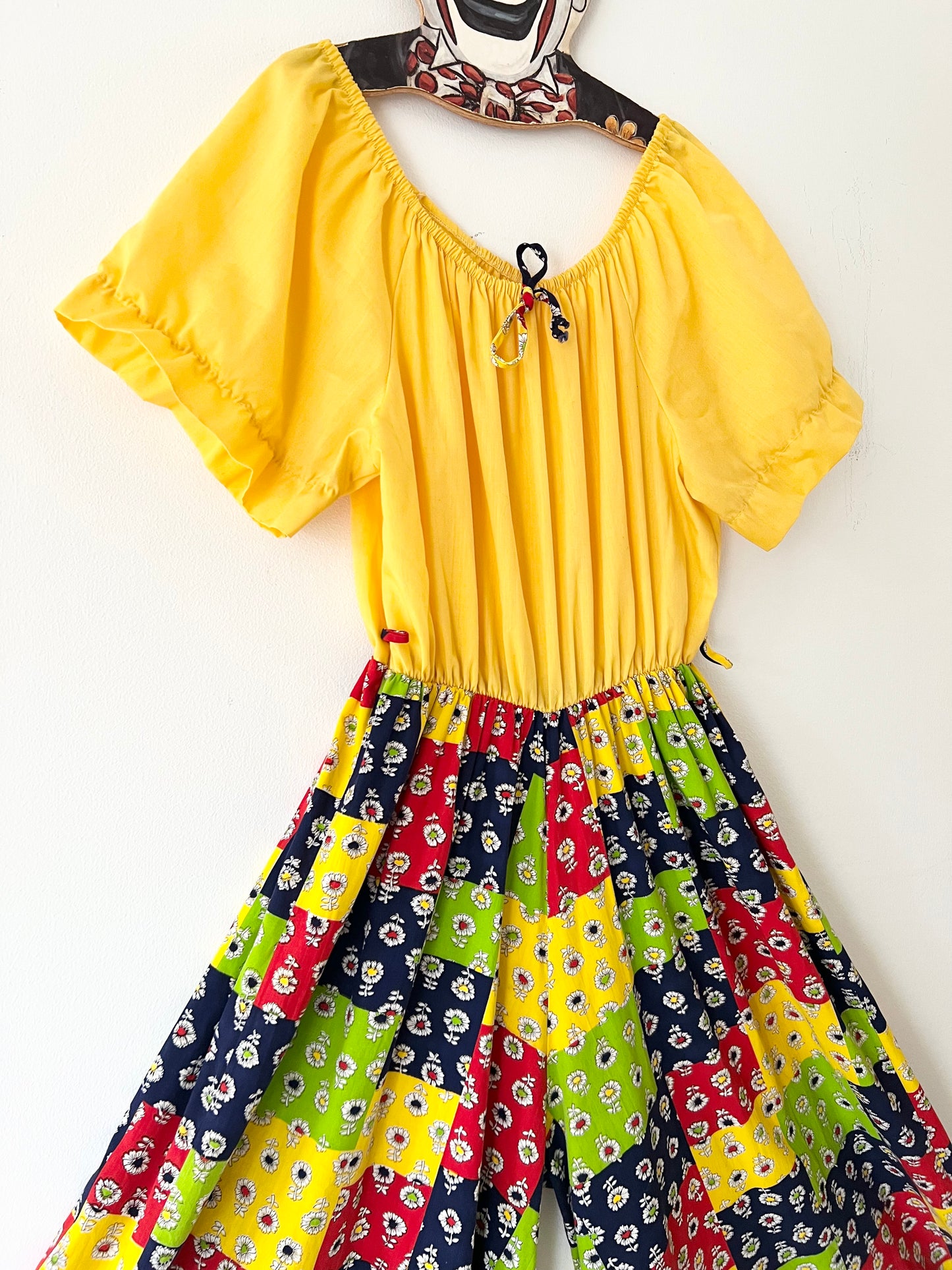 60s Primary Patchwork Yellow Jumpsuit -